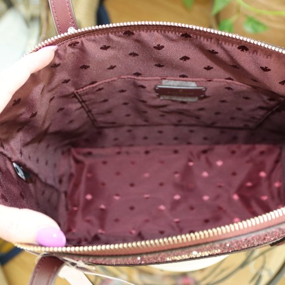NWT Kate Spade Cherrywood Tote/Shoulder Bag & Glitter Trim - Picture 14 of 17